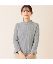 【洗える・日本製】シャーリングジャカードカットソー