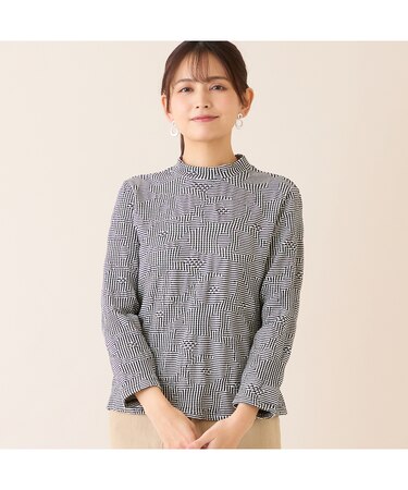 【洗える・日本製】シャーリングジャカードカットソー