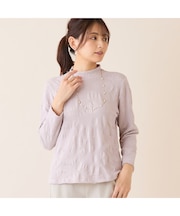 【洗える・日本製】シャーリングジャカードカットソー