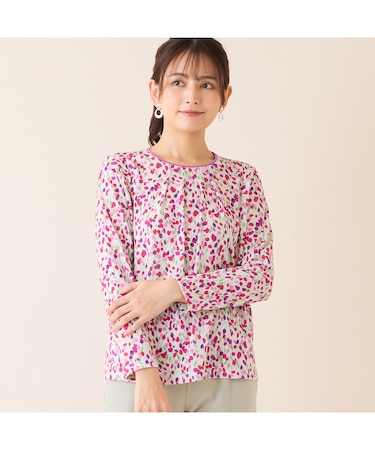 【洗える・日本製】小花柄カットソー