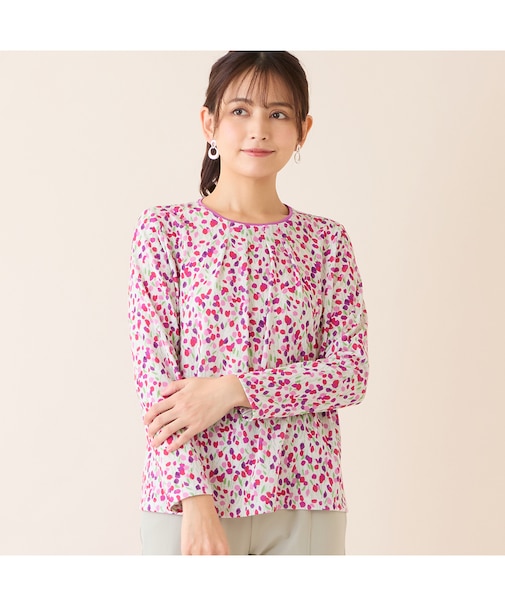 【洗える・日本製】小花柄カットソー