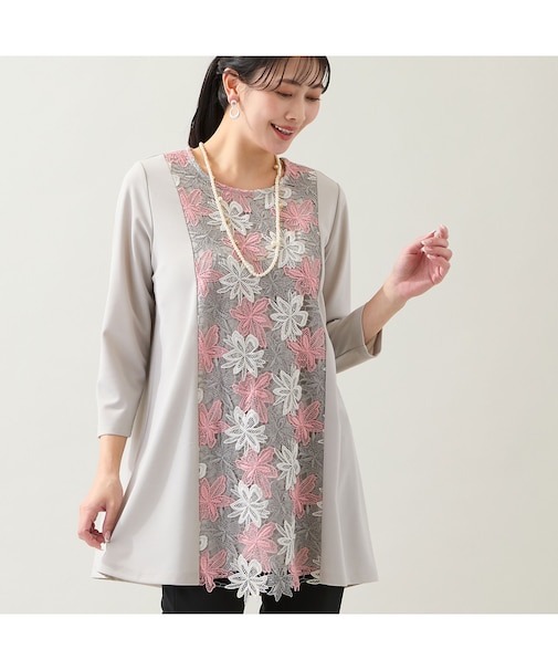 【洗える・L～4Lサイズ】3色レースチュニック