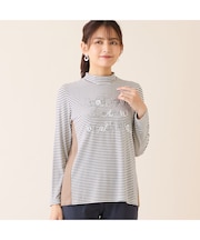 【洗える】刺繍入りボーダーカットソー