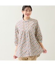 【リバティプリント・洗える・L～4Lサイズ】小花柄コットンシャツ