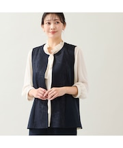 【洗える・オケージョン対応・セットアップ可・L～4Lサイズ】ノーカラーベスト
