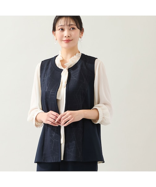 【洗える・オケージョン対応・セットアップ可・L～4Lサイズ】ノーカラーベスト