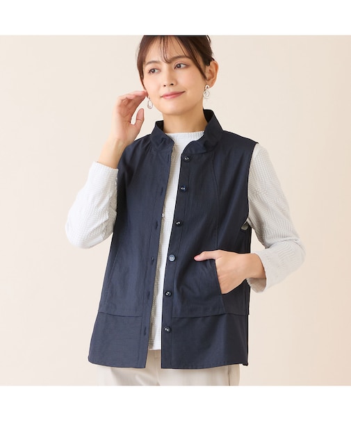 フリル襟ストレッチベスト