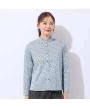 【洗える】リバティ　小花プリントフリル衿ブラウス