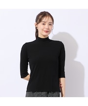 【洗える・接触冷感】綿100％ハイネック　七分袖Tシャツ