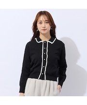 【洗える】スカラップニットカーディガン