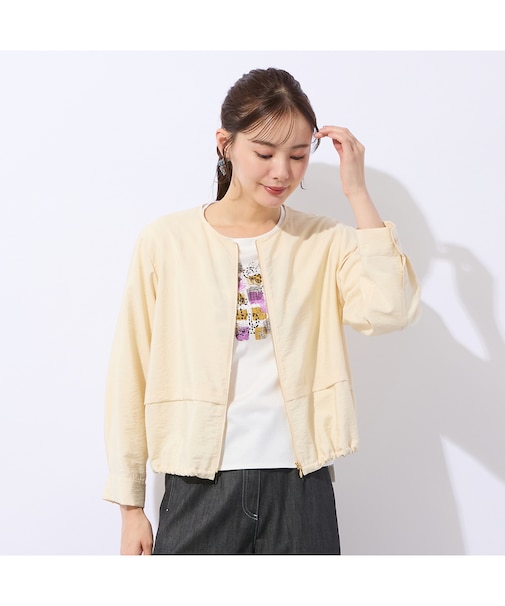 ポプリンノーカラーライトジャケット