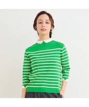 【洗える】衿付き風ボーダーニット