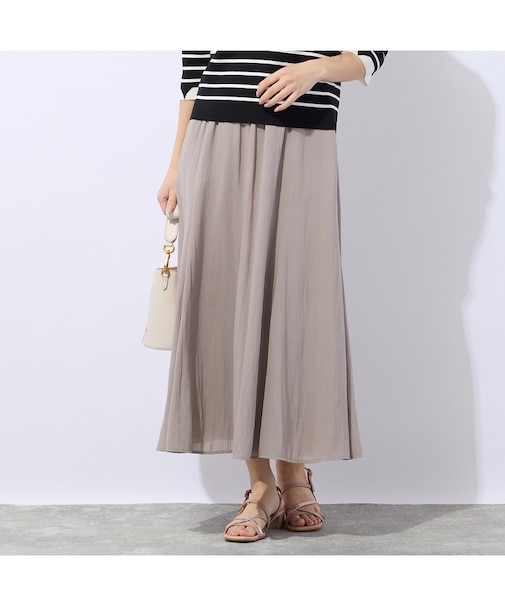 【洗える・接触冷感】オールゴムジョーゼットスカート
