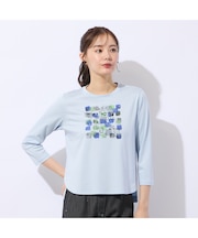 【洗える】プリント×スパンコールTシャツ