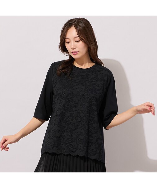 【手洗いOK】フロントレースカットソー