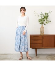 【手洗いOK・セットアップ対応】フラワープリントキュロットパンツ