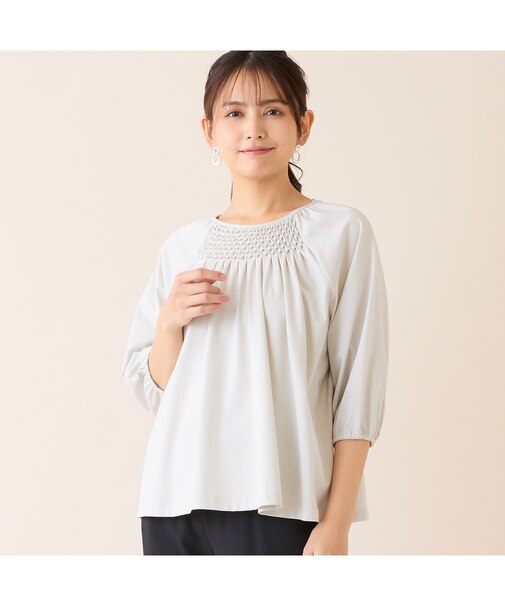 【洗える】スモッキング刺繍プルオーバー