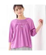 【洗える】スモッキング刺繍プルオーバー