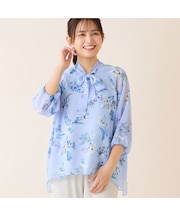 【洗える】ボウタイフラワーブラウス