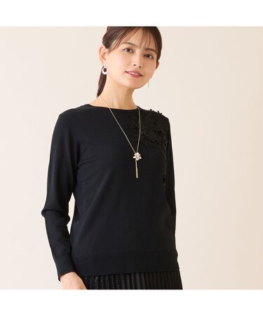 フラワーレースつきセーター