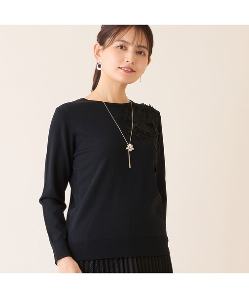 フラワーレースつきセーター