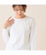 フラワーレースつきセーター