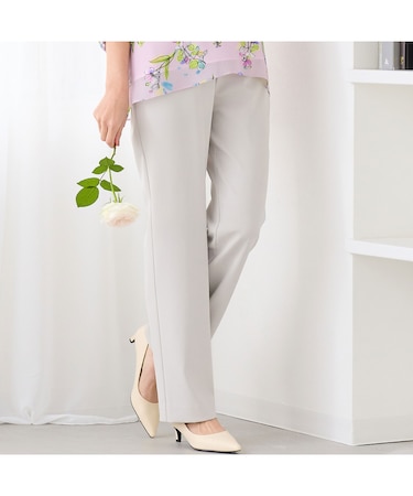 【洗える・吸水速乾・セットアップ可】ストレッチツイルストレートパンツ