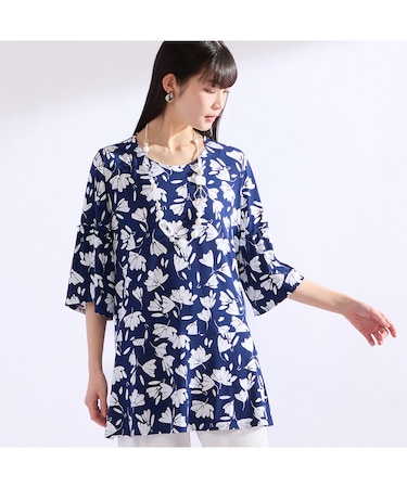 【M～4L】イタリア製素材発泡プリントTシャツ