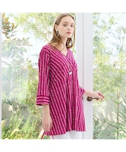 【M～4L】ストライププリントTシャツ