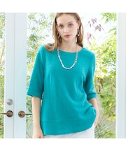 【M～4L/アンサンブル可】イタリア製素材ヘリンボーンTシャツ