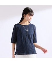 【M～4L/アンサンブル可】イタリア製素材ヘリンボーンTシャツ