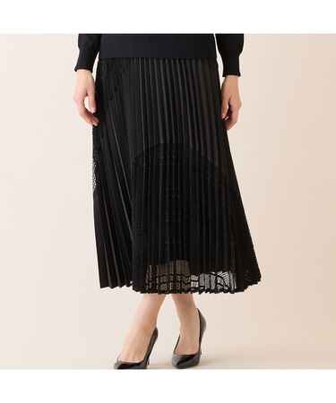 レースミックスプリーツスカート