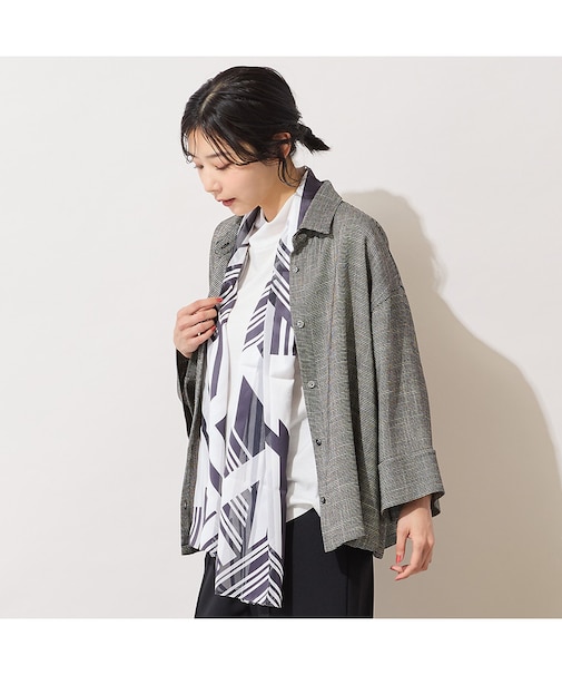 【手洗いOK】モノクロプリントストール