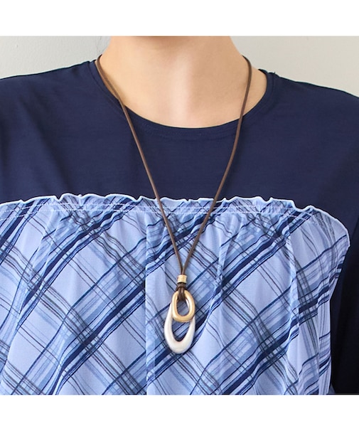 【スライドフリー】メタルモチーフリングネックレス