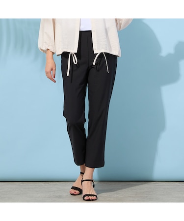 【手洗いOK・接触冷感・吸水速乾・UVカット】クロップト丈ストレートスリムパンツ