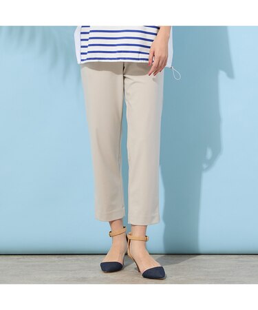【手洗いOK・接触冷感・吸水速乾・UVカット】クロップト丈ストレートスリムパンツ