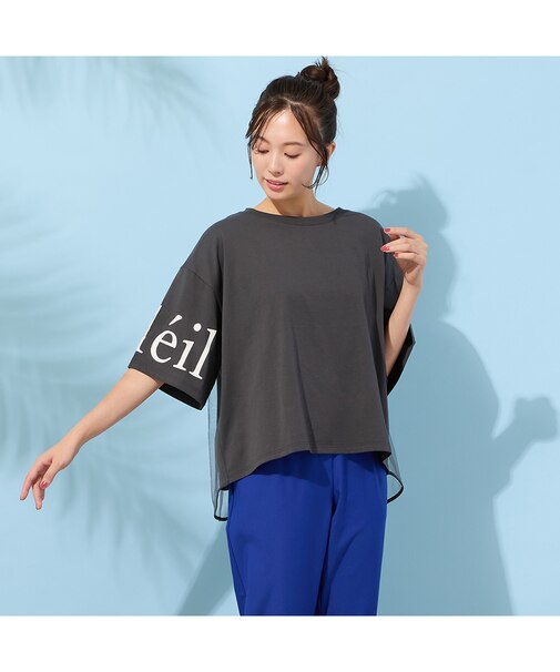 【手洗いOK・紫外線防止・接触冷感】『Soleil』袖プリントカットソー