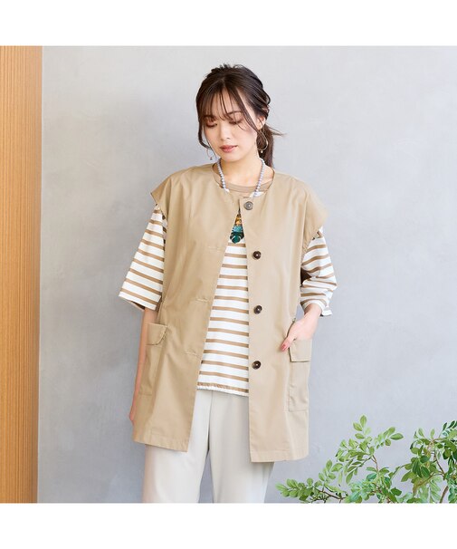 【手洗いOK・セットアップ対応】タイプライター・ラウンドネックジレ