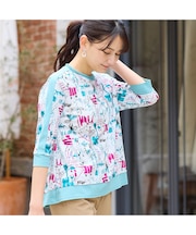 【洗える・綿100%・日本製】手描きフラワーカットソー