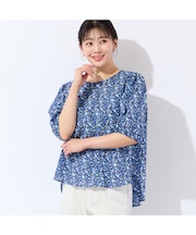 【リバティプリント・洗える・L～4Lサイズ】小花柄コットンブラウス