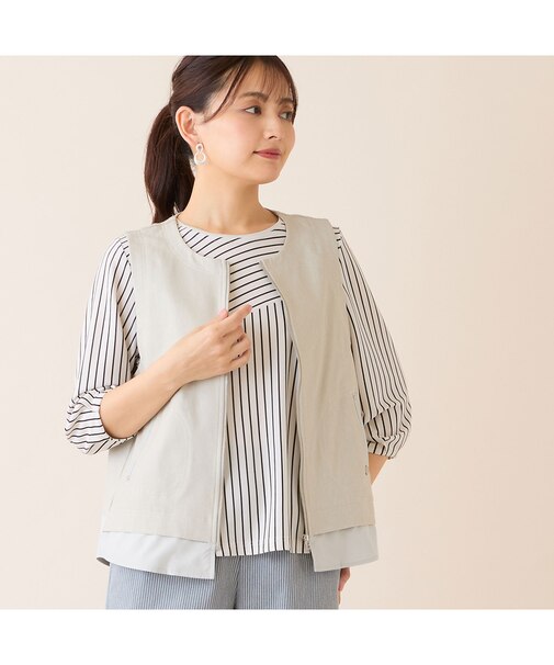 【洗える】デニムライクペプラムベスト