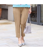 【洗える・接触冷感・S～LLサイズ】フロントピンタック　クロップドパンツ