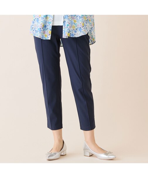 【洗える・接触冷感・S～LLサイズ】フロントピンタック　クロップドパンツ