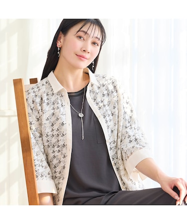 【洗える・L～4Lサイズ】レースブラウス