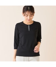 【洗える・日本製】襟刺繍カットソー