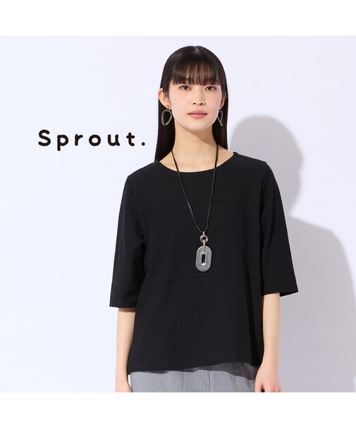 【Sprout./M～4L】綿100％切り替えTシャツ