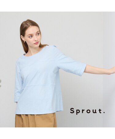 【Sprout./M～4L】綿100％切り替えTシャツ