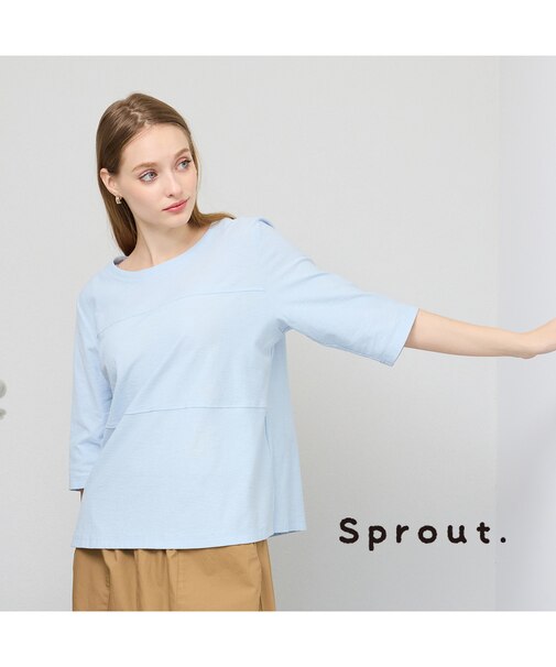 【Sprout./M～4L】綿100％切り替えTシャツ