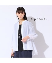 【Sprout./L～4L対応】麻混バンドカラーブラウス