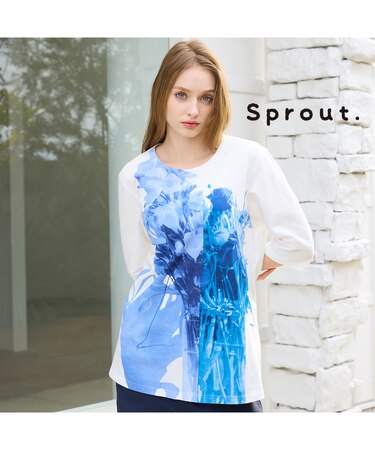 【Sprout./M～4L】フラワープリントTシャツ